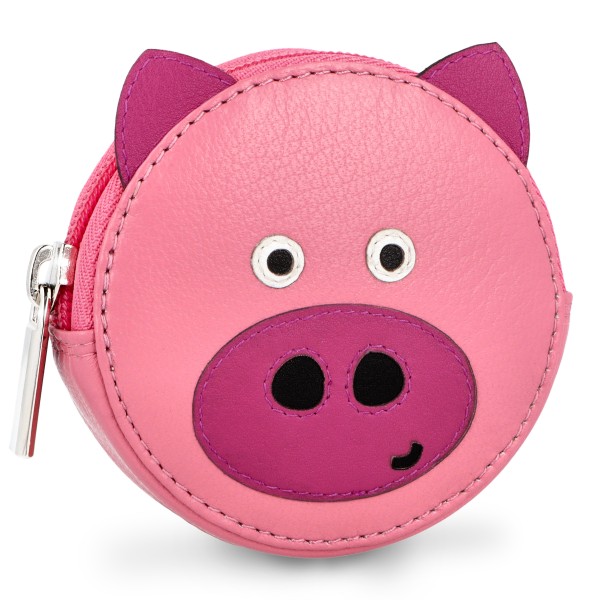 Geldbörse Schweinchen Leder mit Schlüsselring Mini Portmonee
